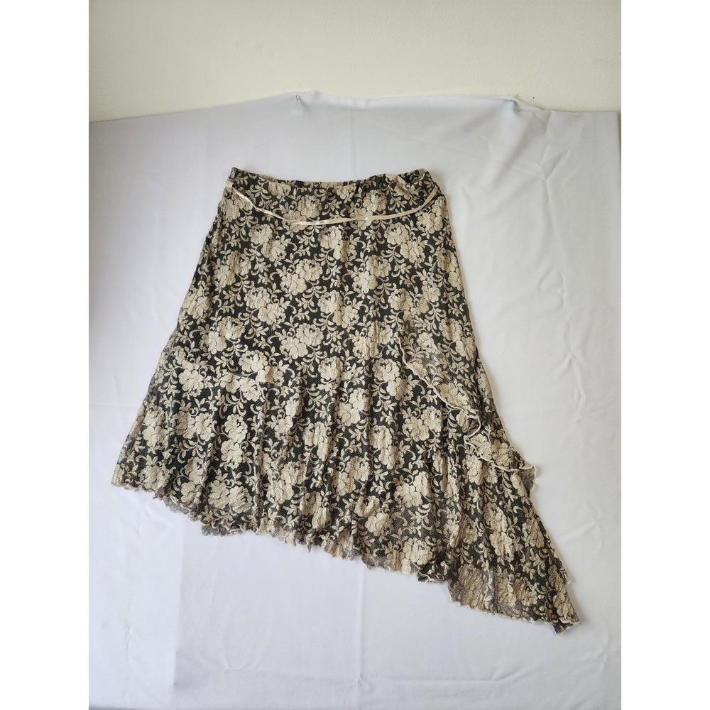 Dialogue XL Floral Lace Asymmetrical Maxi Skirt Boho Made‎ USA Lined